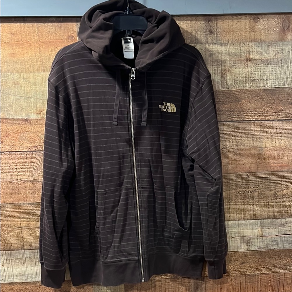 The North Face Brown Striped Hooded jacket men's large